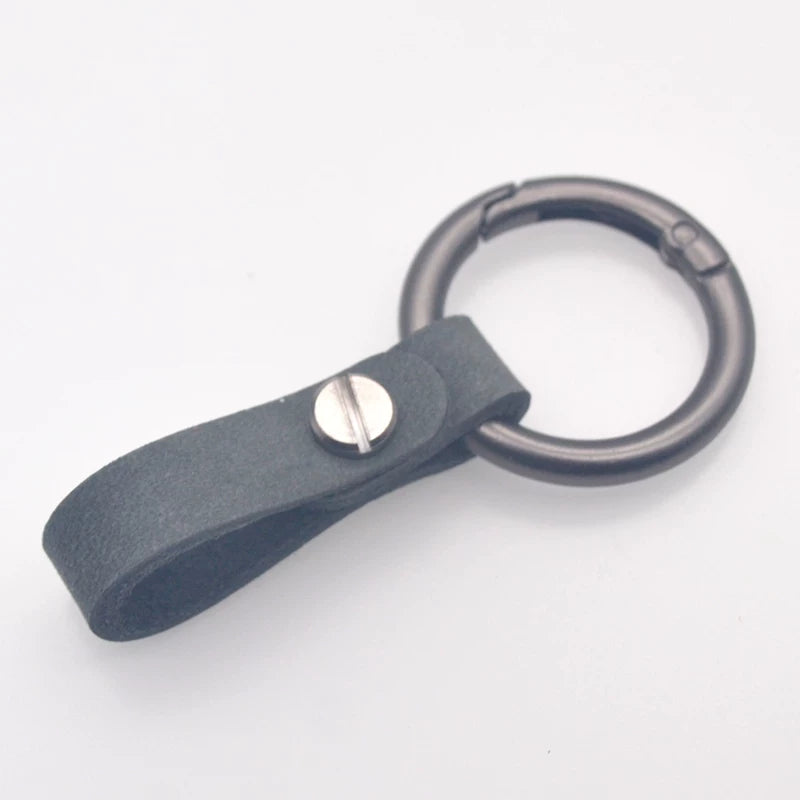 Genuine leather round ring car key chain men's cowhide key chain waist key ring car key chain pendant decoration
