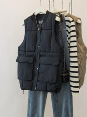 Böyük Ölçülü Koreya Üslubunda Qadınlar üçün Gündəlik Pambıq Jilet, 2026 Payız/Qış Yeni Gəlişi, Böyük Ölçülü Qadınlar üçün Populyar Boş Qolsuz Jilet