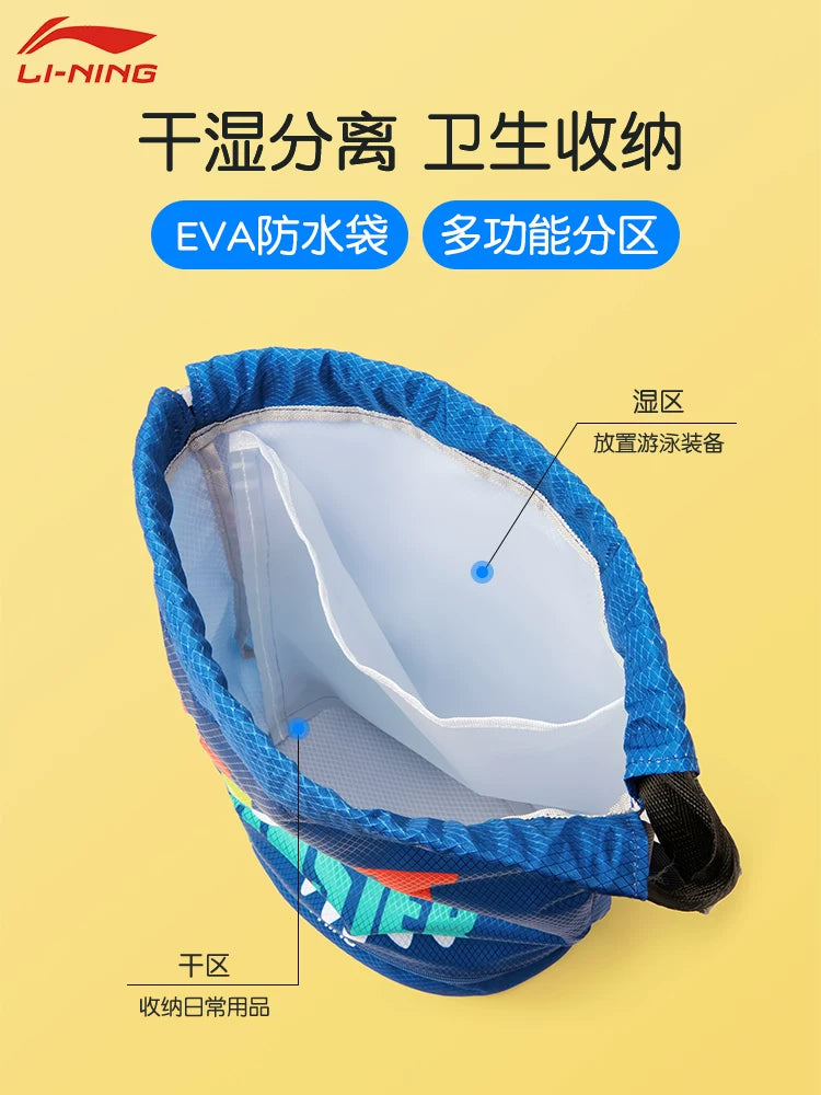 Li Ning Üzgüçülük Saxlama Çantası Uşaq Yaş və Quru Ayırma Suya davamlı Sırt Çantası Çiyin Oğlan Üzgüçülük Avadanlığı Tələbə İdman Çantası