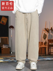 Kişilər üçün New Balance xaki cins şalvarı, 2025-ci ilin payız yeni modeli, boş, düz ayaqlı gündəlik iş şalvarı.