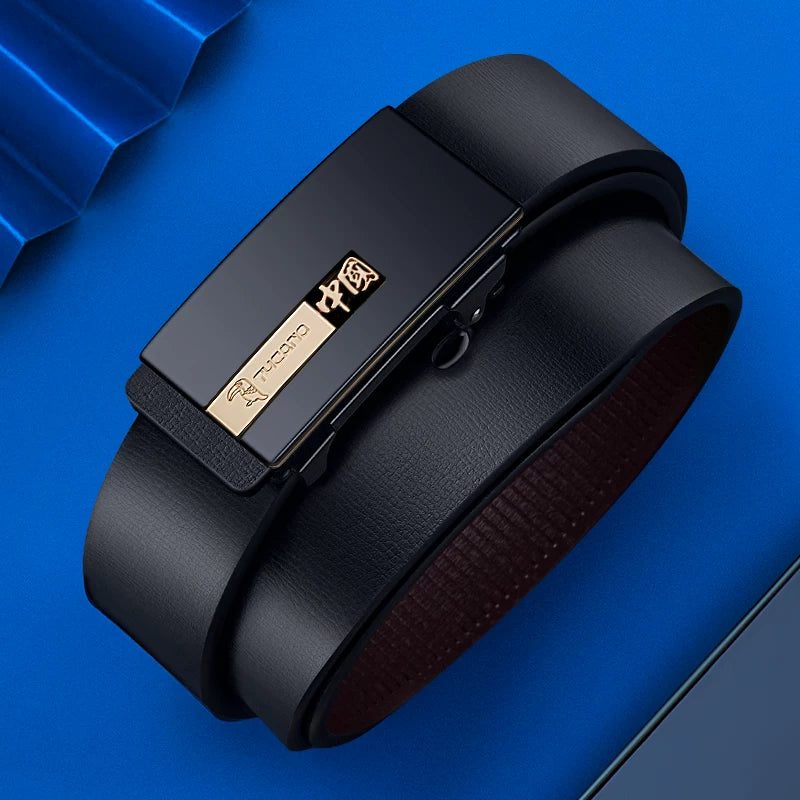 Woodpecker Kişi Dəri Kəmər, Dişsiz, Daxili Geyim, Avtomatik Toka, Dəbli Gənc Kişilər üçün İşgüzar Şalvar Kəməri, Orijinal Dəri