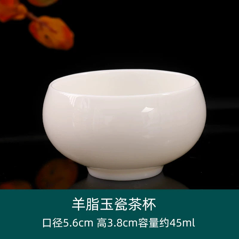 Suet-yağlı jade çini çay fincanı, əl istehsalı çay kasası, usta tək stəkan, 6-paket, Dehua Kung Fu çay fincanı, çay mərasimi aksesuarları