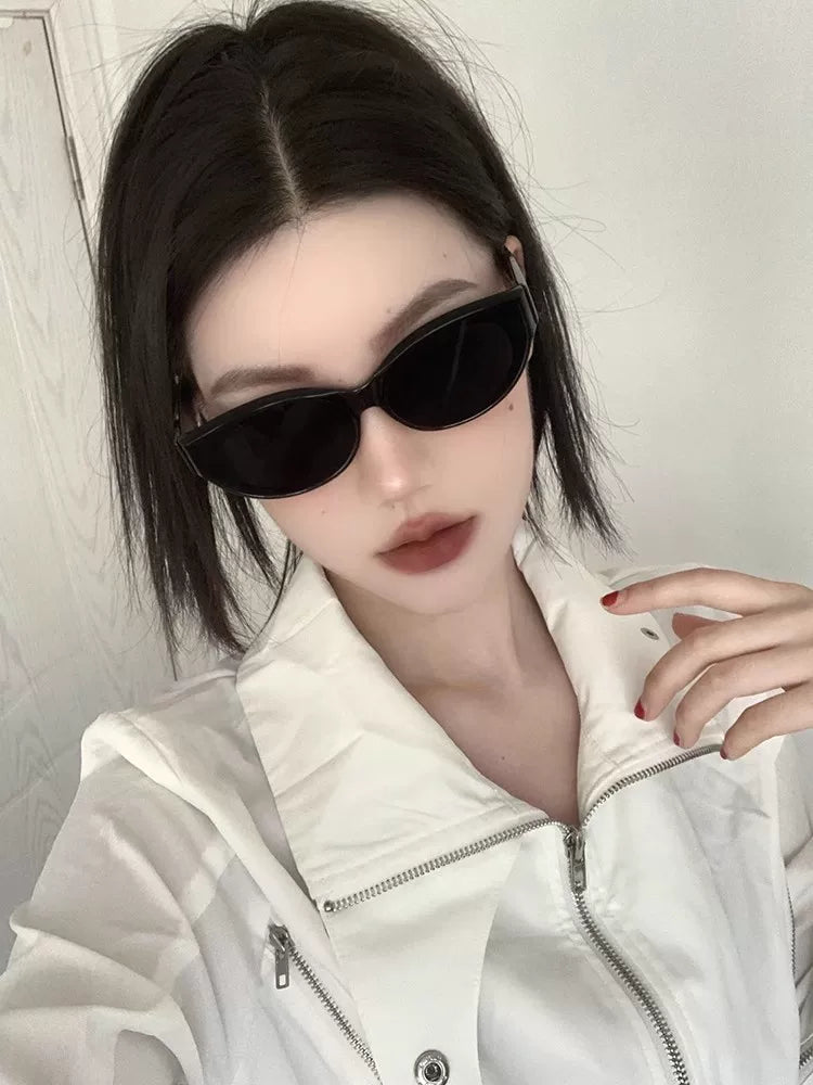 Jennie'nin eyni üslublu qadınlar üçün günəş eynəyi retro hottie pişik gözü kiçik çərçivə gm eynək polarize anti-UV günəş eynəyi kiçik üz - 3