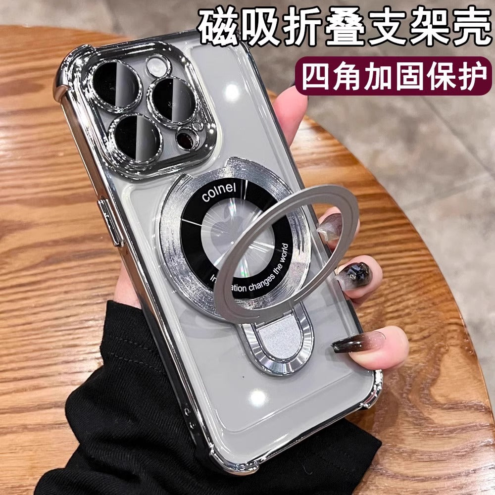 Apple 15promax mobil telefon qutusu üçün uyğun olan maqnit stend ip17 dördbucaqlı hava yastığı iPhone16e lens filmi 14Plus silikon 12 şəffaf yüksək səviyyəli 13pro sadə 11 yıxılmağa qarşı qoruyucu örtük