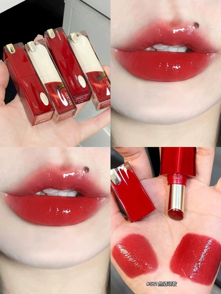joocyee Fermentləşdirilmiş Kristal Jelly Dodaq Boyası 531 Pink Power Jiaose Christmas Apple Məhdud Buraxılış Payız/Qış Dodaq Parıldadıcısı 530