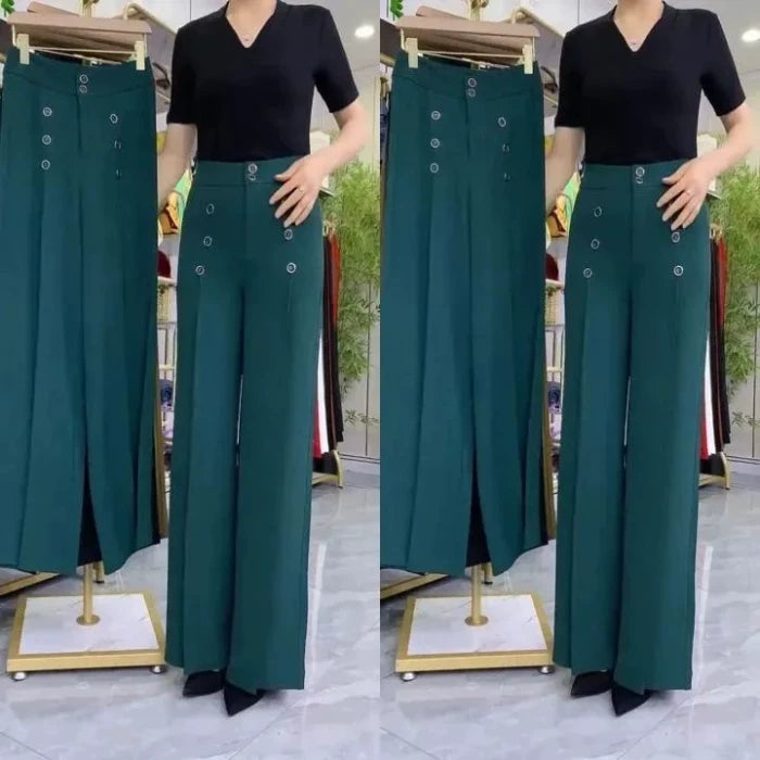 Qadınlar üçün 2025 Yaz/Yay Yeni Geniş Ayaqlı Düz Ayaqlı Gündəlik Şalvar Analar üçün, Yüksək Bel, Elastik Forma Verən, Orta Yaşlı və Yaşlılar üçün Uyğundur