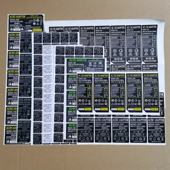 Enerji adapteri etiketi stiker 3V5V6V9V12V15V24V1A2A3A4A6A7A8A9A10A ad lövhəsi