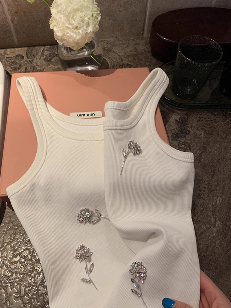 Çoxfunksiyalı, sadə, rahat, üçölçülü, əl ilə toxunmuş daşdan toxunmuş qadınlar üçün jilet, gündəlik, arıqlama üçün, qolsuz köynək.