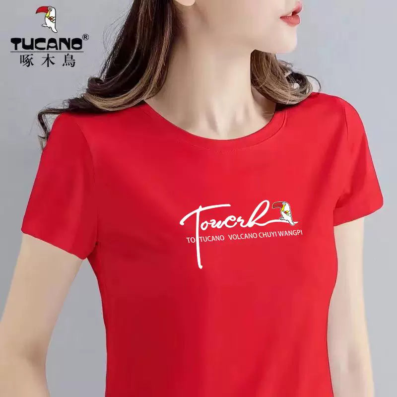 Clearance Pikap Ağacdələn Böyük Brend Xüsusi Qiymət Yeni Yay Təmiz Pambıq İncə Qısaqol Qısaqol Qadın T-shirti Böyük Ölçülü Gündəlik Top