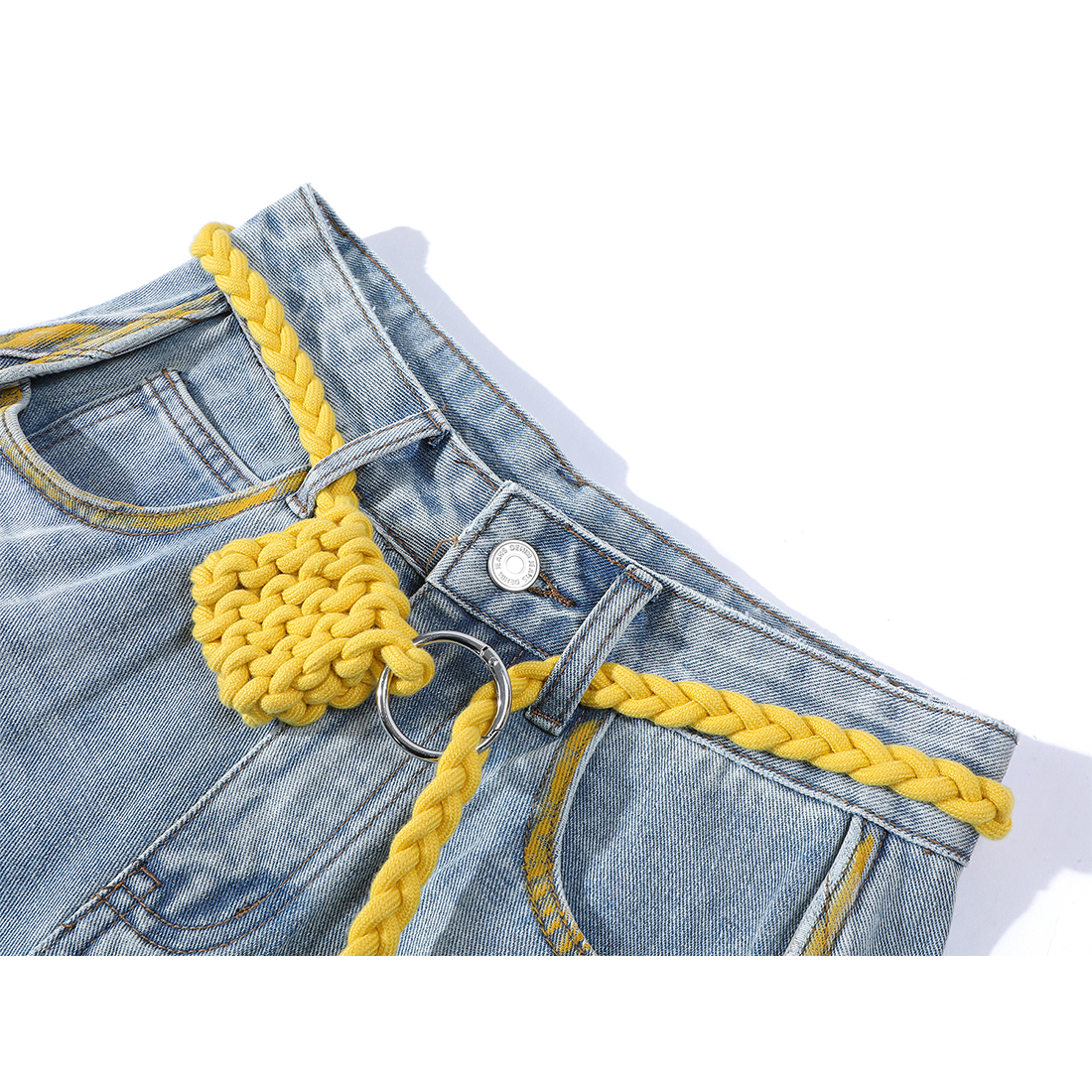 Chorissa Amerika Retro Yırtıq Mavi Cins Şalvar, Çoxfunksiyalı, Unikal Dizayn, Yüksək Belli, Arıqladıcı, Rəngli Qadın Şortları