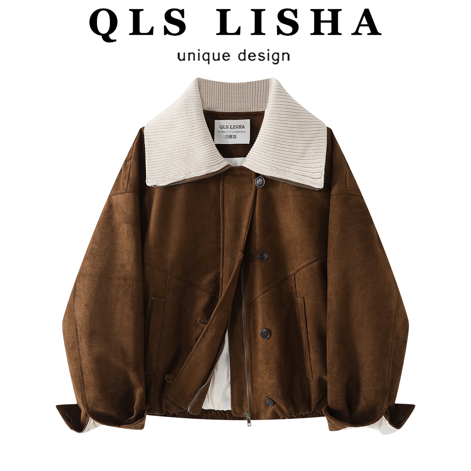 Cholisa'nın yüksək səviyyəli və gözəl qadın qış aşağı gödəkçəsi, 2025 yeni model, yaxa rəngli bloklu gödəkçə, motosiklet stili.