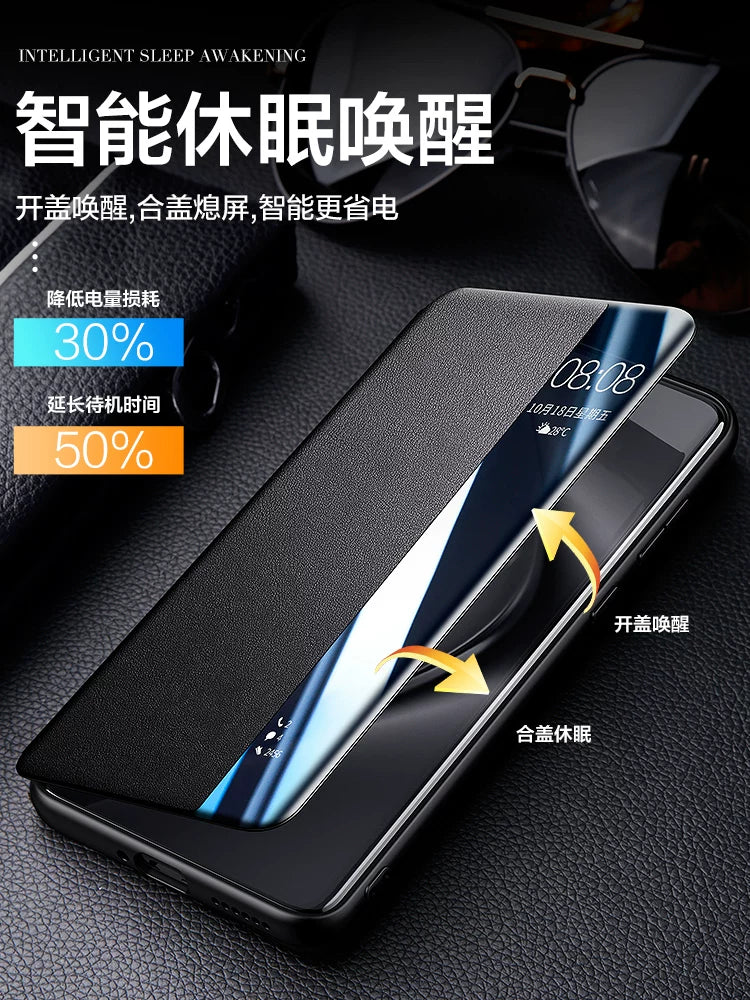Huawei Pura70pro+ mobil telefon qutusu üçün uyğundur, orijinal dəri qapaqlı dəri qutu 70ultra yeni maqnitli ağıllı pəncərə qoruyucu örtüyü pura70 lens hər şey daxil olmaqla, düşməyə qarşı p70 on kişi və qadın yüksək səviyyəli mənada