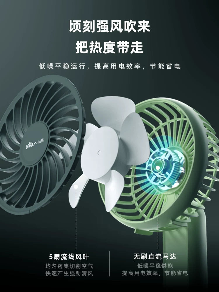 Bear USB fan mini əl doldurulan fan qatlanan portativ portativ açıq hava ventilyatoru mobil elektrik fanatı
