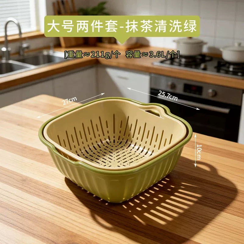Lavabo drenaj səbəti iki qatlı mətbəx yeni filtr sızan drenaj səbəti sızan mesh tərəvəz səbəti meyvə yuyan artefakt