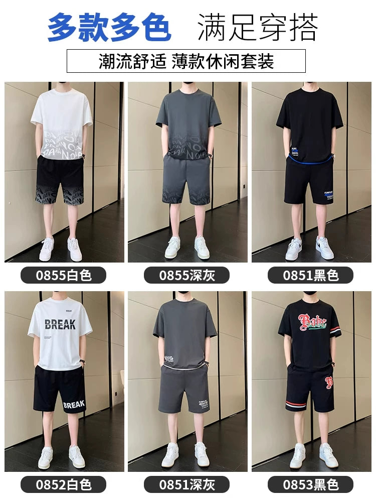 Ağacdələn Buz İpək Gündəlik Kostyum Kişi Qısaqol T-Shirt 2026 Yeni Yay İncə Şort Moda İdman Geyimi K