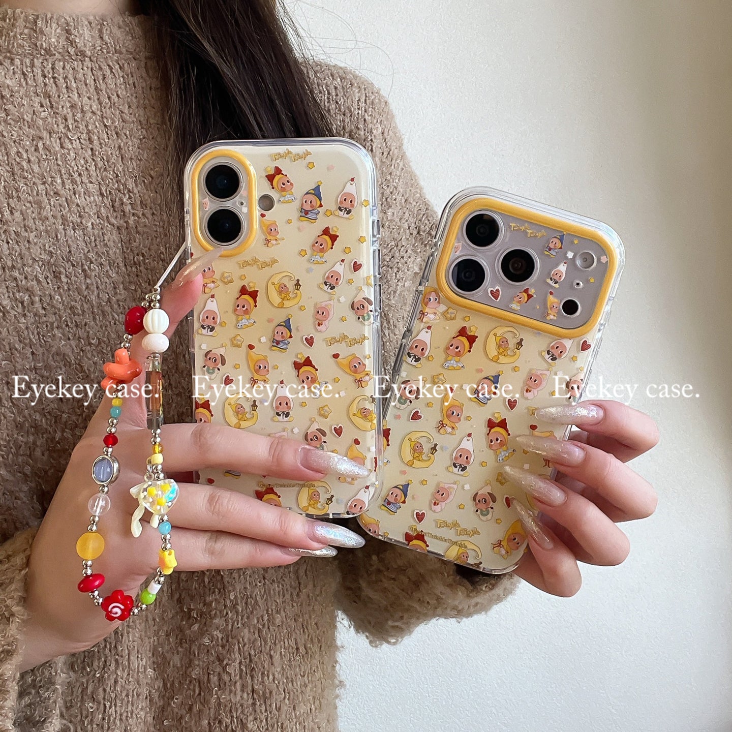 eyekey·ins uşaq qrafiti cizgi filmi ay ulduzları iphone17pro max cib telefonu üçün uyğun insanlar Apple 15 yeni 17 cüt 16pro zəncir 16 Koreya üslubunda yıxılmağa qarşı qoruyucu örtük