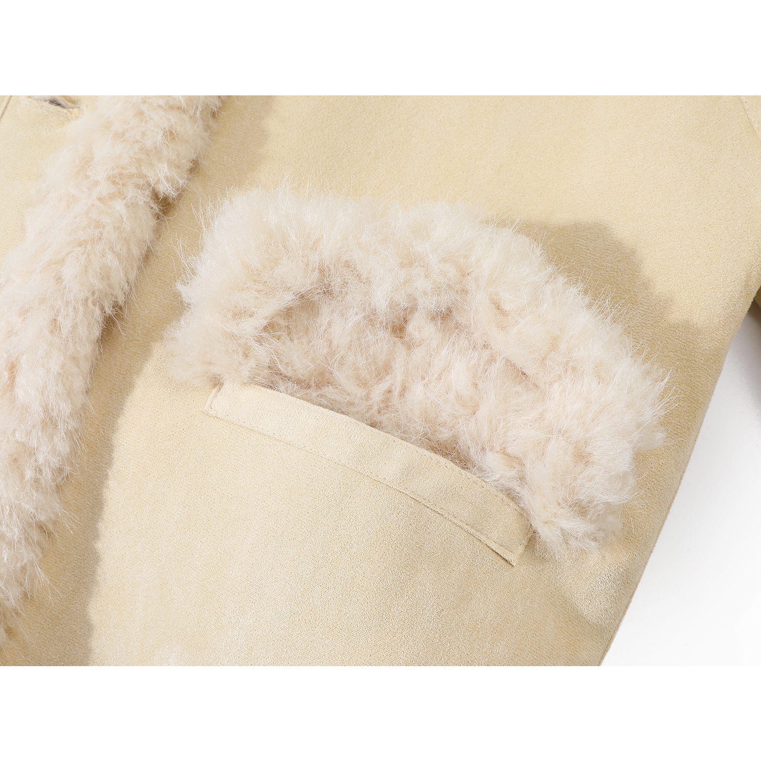 Cholisa Sarı Zamşa Qırxılmış Qısa Quzu Yunlu Palto, Chanel Style, Qəşəng, Gənc və Qış Üçün Super Şirin