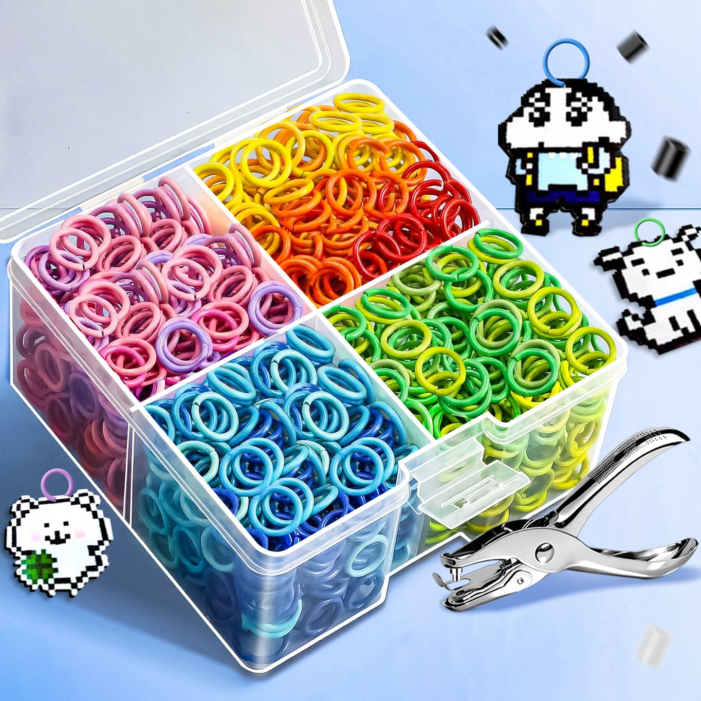 Fasulye alət dəsti Fasulye aksesuarları xüsusi əl istehsalı DIY rəngli açıq üzüklü metal birləşmə halqalı brelok E1
