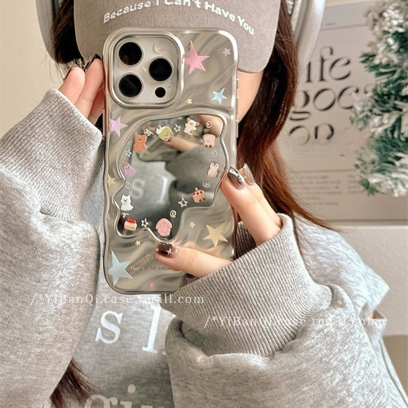 Sevimli Jellycat cizgi filmi elektrolizlənmiş güzgü Huawei Apple 17ProMax cib telefonu qutusu iphone16pro yeni 15pro qadın pura80 yaradıcı mate70 Yapon və Koreya 14 düşməyə qarşı 13