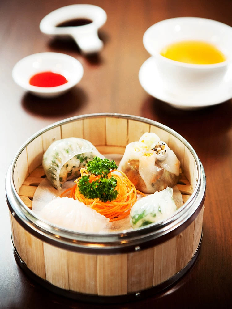 Ticarət buxarxanası, dim sum buxarxanası, paslanmayan poladdan haşiyəli bambuk buxarxanası, düyü buxarxanası, buxarlama şəbəkəsi, Kanton üslubunda səhər çayı restoranı