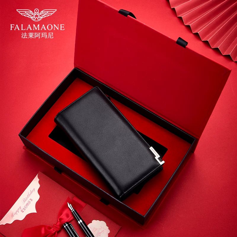 Fala Armani Kişi Uzun Dəri Cüzdan, 2025 Yeni Stil, Yüksək Səviyyəli Hədiyyə Qutusu, Sevgiliniz üçün Mükəmməl Hədiyyə, Çanta/Cüzdan