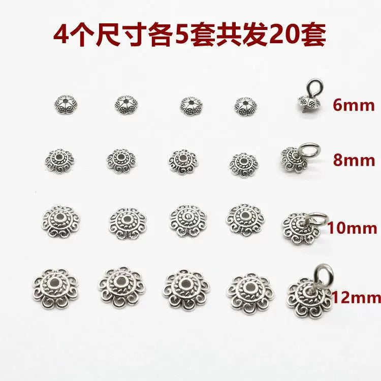Tori dırnaq qapağı Tibet gümüşü çiçək qapağı çiçək örtüyü balqabaq aksesuarları aksesuarları Wenwan Buddha Ürək Meyvə Min Göz Bodhi Tori qazma ilə