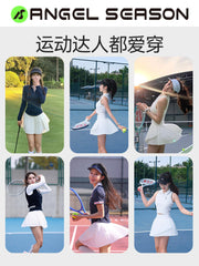 Mələk Sezon Orqan Qatlı Tennis Ətəyi Qadın 2026 Yeni Badminton Geyimi İdman Kostyum Ağ Etek