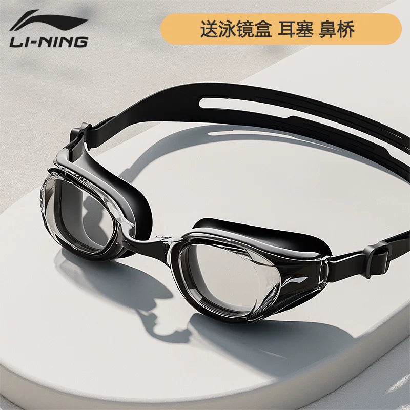 Qadınlar üçün Li Ning üzgüçülük eynəyi, suya davamlı, duman əleyhinə, yüksək dəqiqlikli, dəbli, kişi miyopi üzgüçülük eynəkləri, üzgüçülük papağı dəsti, peşəkar dalğıc avadanlığı