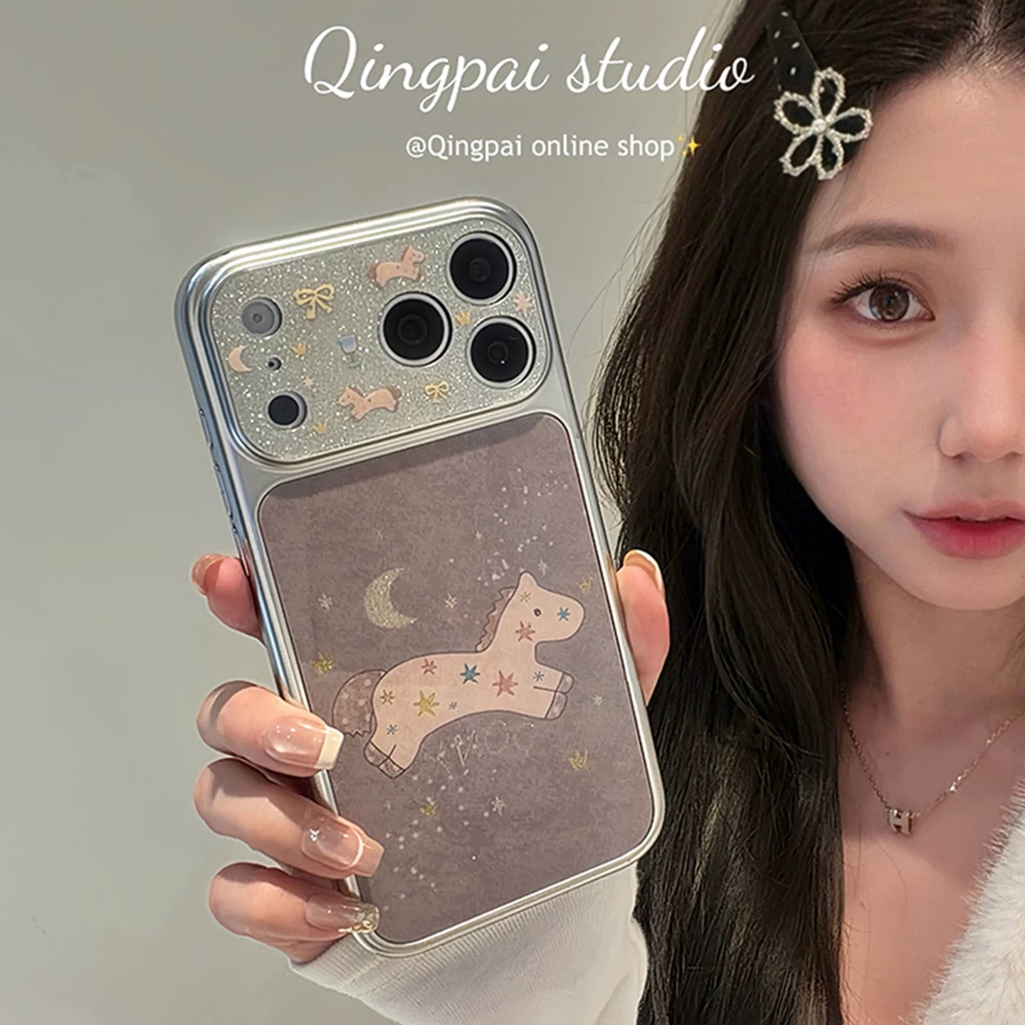Yüngül ins Yapon və Koreya qraffiti parıltılı ulduz pony Apple 17promax cib telefonu qutusu iphone16pro yeni 15 qadın modeli 14 yaradıcı cizgi filmi şəxsiyyəti gümüş haşiyə hər şey daxil sərt qabıq