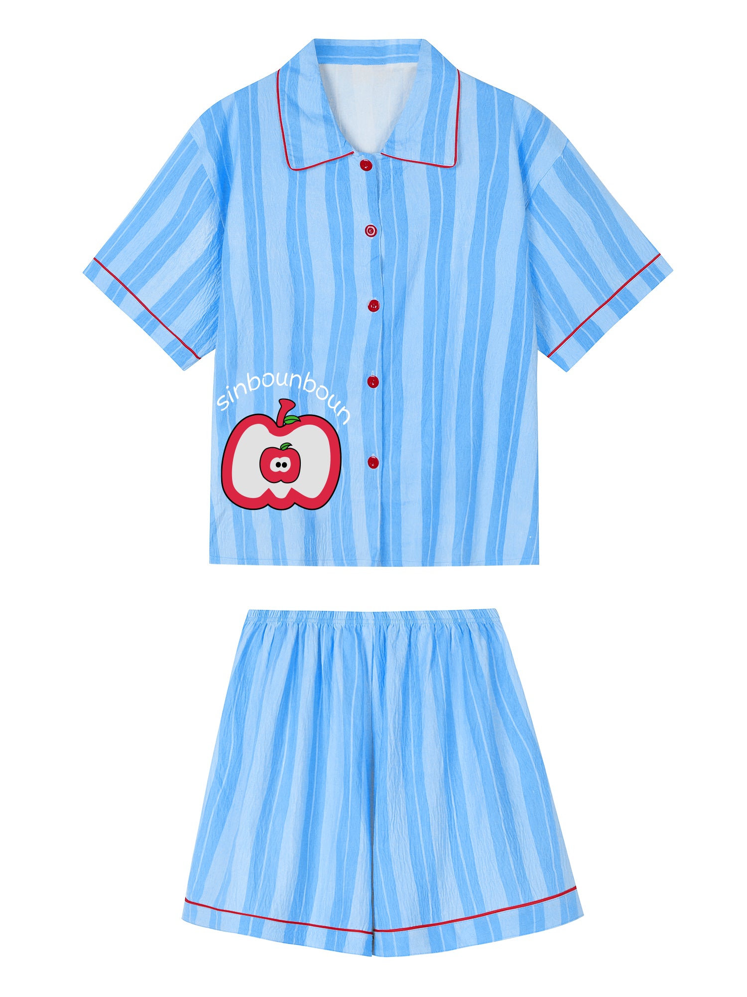 Xinbangbang Homedress qadınlar üçün zolaqlı qısaqol pijama 2025 yeni yay nazik üslublu boş ev geyimi dəsti