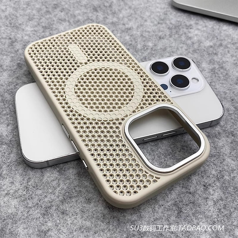Maqnit Doldurma Soyuducu Pətək Nəfəs Alır iPhone15 Apple 16pro mobil telefon qutusu max pik qaya ağ plus qaya boz 14 düşməyə qarşı 13 metal çərçivə 2 qabaqcıl sadə Magsafe