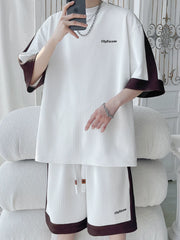 Buz İpək Kostyum Kişi 2026 Yay Yeni Moda Gündəlik Boş Qısaqol T-shirt Yay Kişi Geyimi Tam Dəst