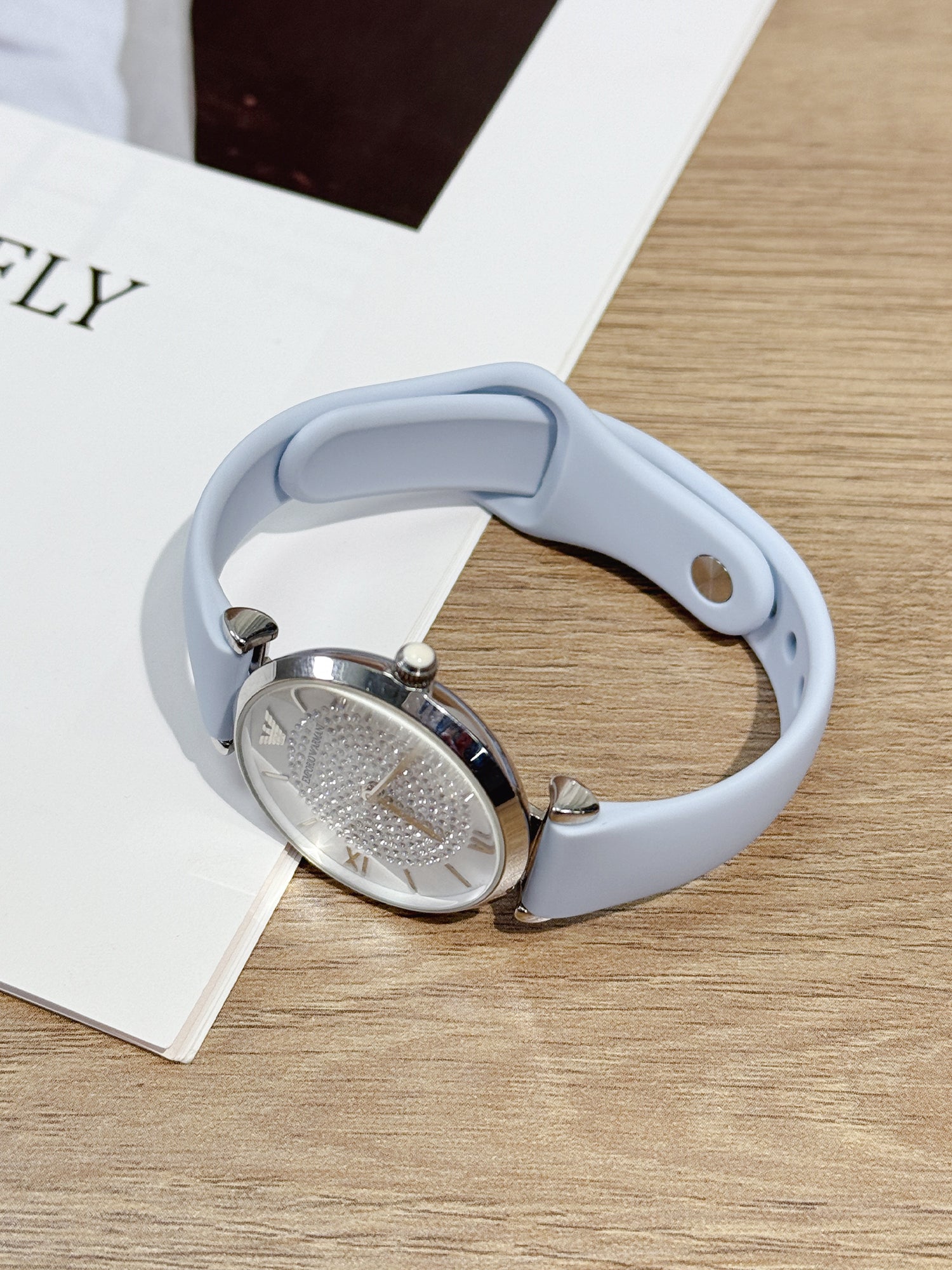 Princess Danling's Armani saat qayışı, qadın ulduzlu tərs silikon qolbaq AR11344 Ferris çarxı