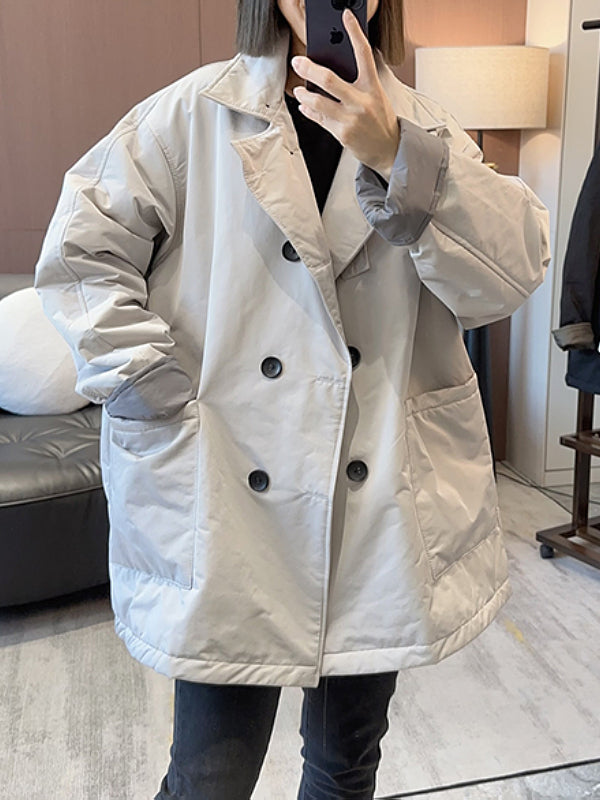 Koreya üslubunda boş ikiqat trençkot, orta uzunluqda, 2026-cı ilin yaz ayları üçün yeni model, böyük ölçüdə, dolğun qadınlar üçün dəbli və şık boş palto.