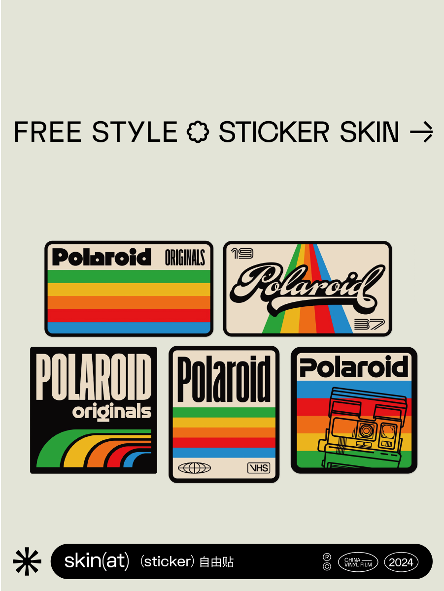 SkinAT Polaroid kamera stikerləri, noutbuk stikerləri, motosiklet stikerləri, Polaroid dekorativ stikerləri, gitara stikerləri, soyuducu stikerləri, çamadan stikerləri, suya davamlı və yapışqan qalmayıb