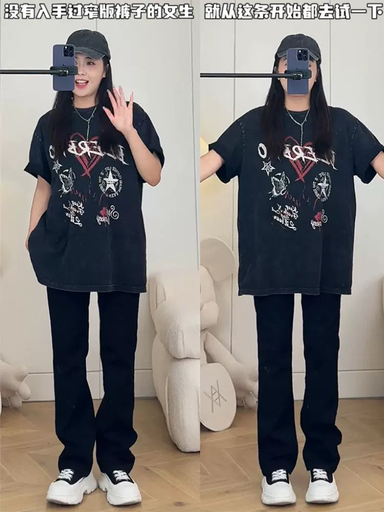 Qadınlar üçün armud formalı, incə, düz ayaqlı cins şalvar, yeni payız modası, böyük ölçü, yüksək belli, arıqladıcı, qara şalvar, əlavə uzun.