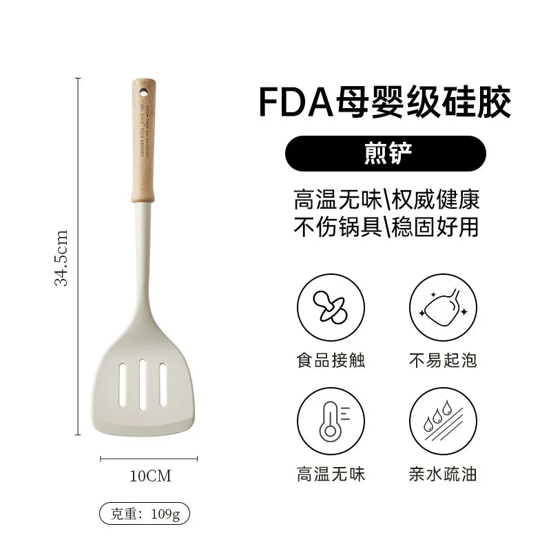 Chuidahuang silikon spatula məişət yemək spatula yapışmayan tava xüsusi qida dərəcəli yüksək temperatura davamlı şorba qaşığı süzgəc düyü qaşığı