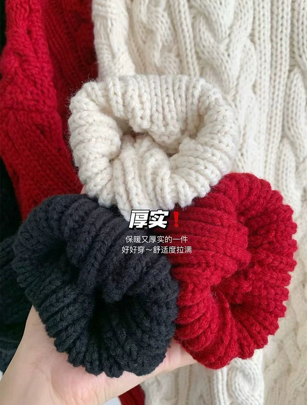 Koreya Dongdaemun qadın üçün ağ rəngli, kabel toxunmuş qalın sviter, payız və qış üst geyimi, qalın, geniş və rahat model.