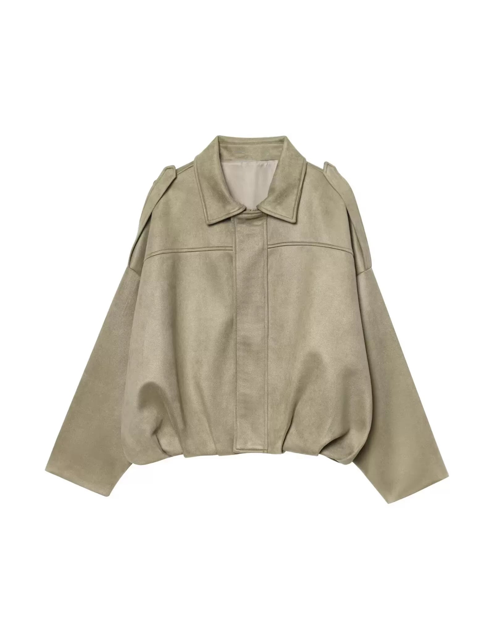 WMXZ Yaz Yeni Gəlişi Qadınlar üçün Batwing Qollu Yaxalı Zamşa Teksturalı Bomber Gödəkçə 4344155