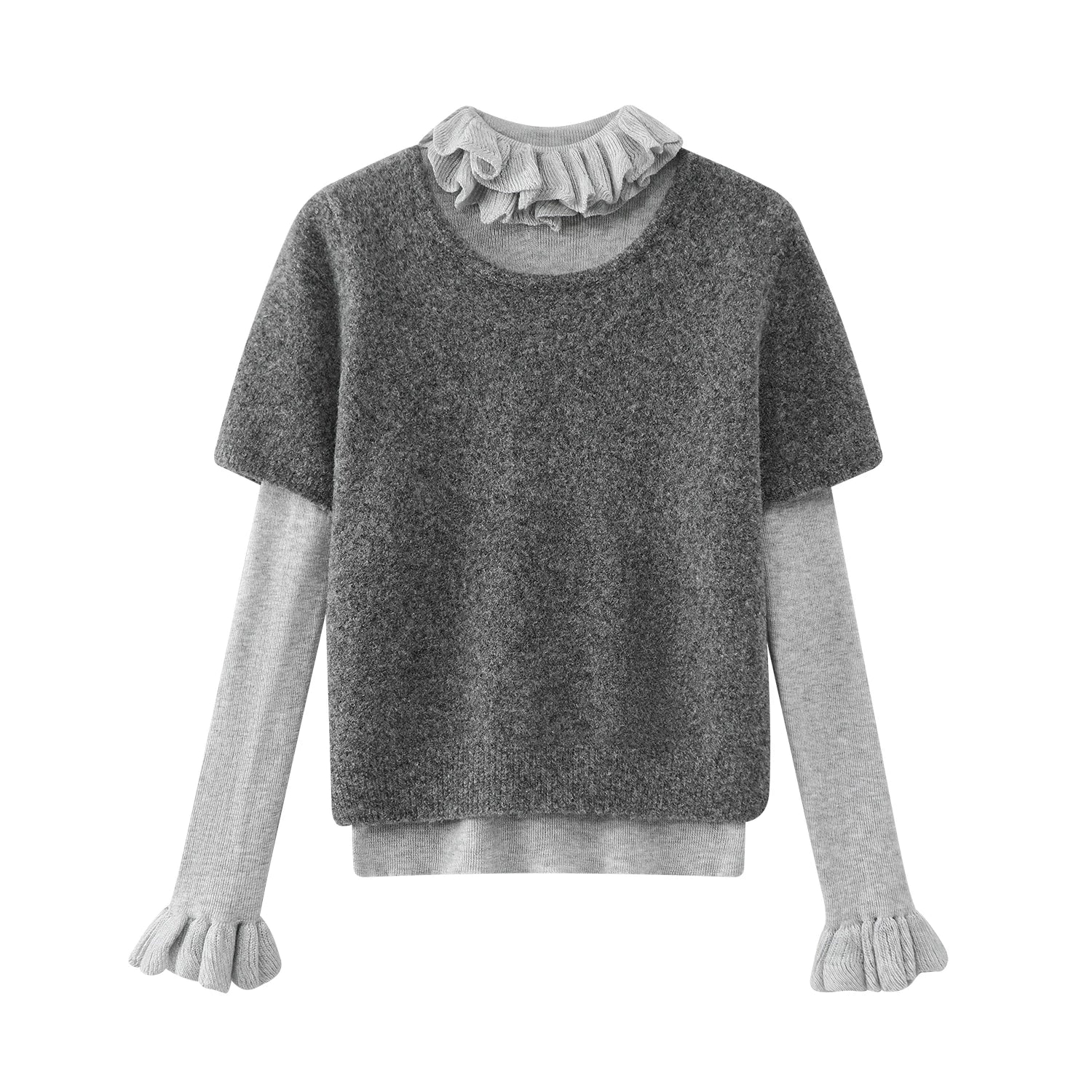 Cholisa sviter dəsti, qadın yaz və payız üçün tam daxili trikotaj üst geyim, Koreya şık iki hissəli dəst