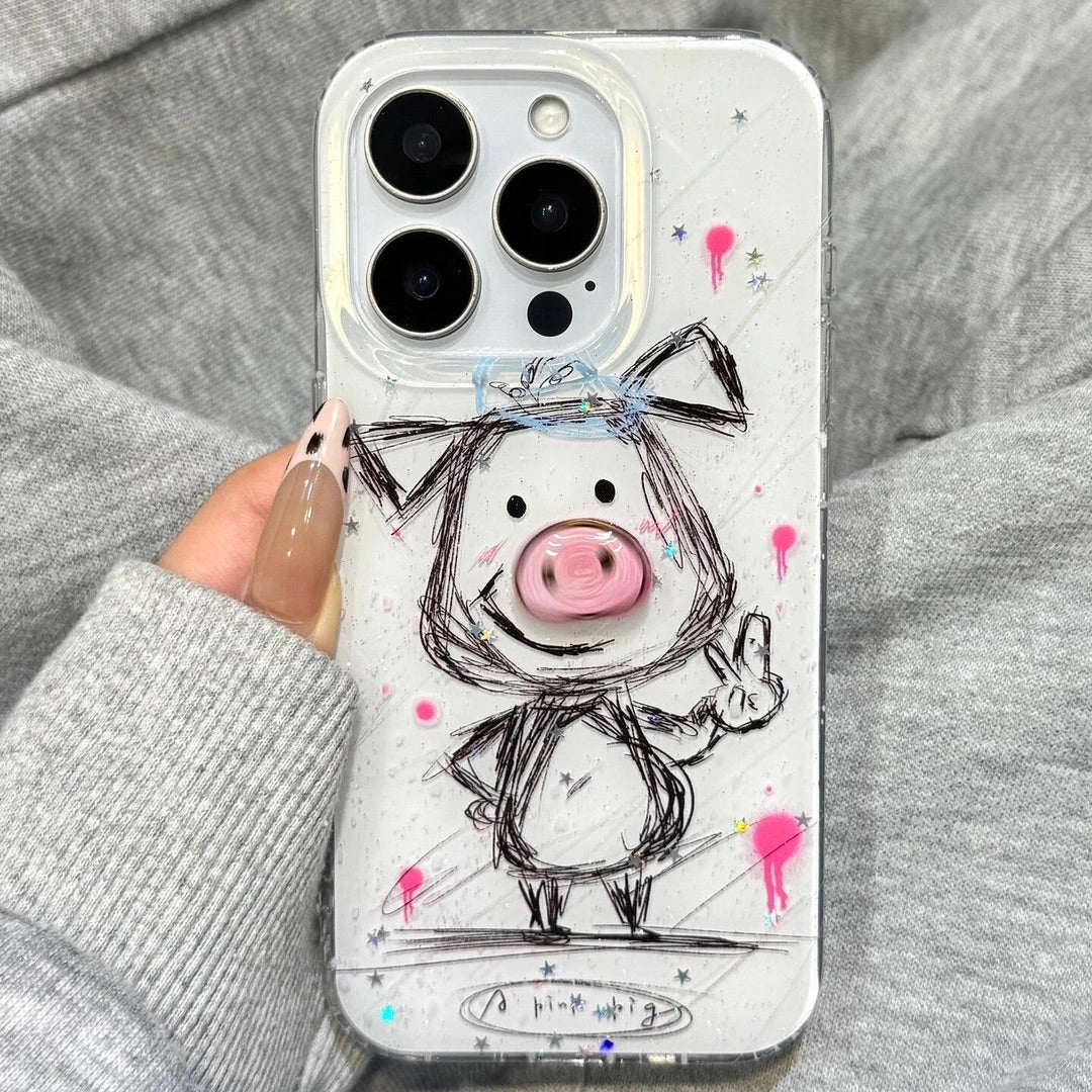 Sevimli Biye piggy Apple 16 promax mobil telefon qutusu iphone17 one plus 1314 qırmızı düyü k80 supreme darı 15 glory 3009080 qoruyucu örtük 50 Huawei mate706040