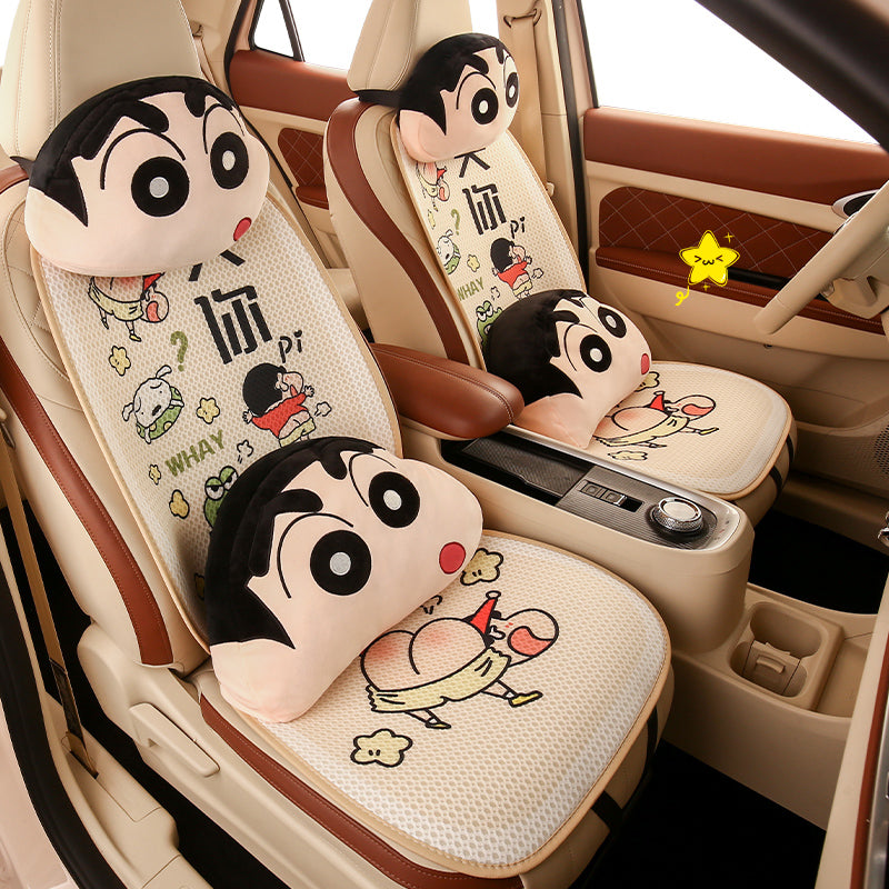 Crayon Shin-chan Cartoon Car Seat Cushion, All Seasons, Thin, Breathable, Summer Cooling Cushion, Cute Girl Seat Cover
