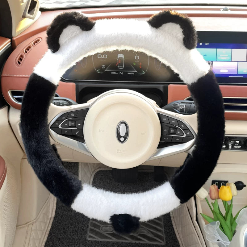 Cute panda themed car seat covers for winter, one-piece, thickened and warm for the back seats.