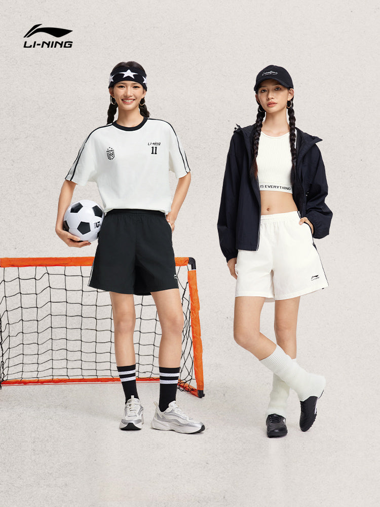 Qadınlar üçün Li Ning günəşdən qoruyucu şort qadınlar üçün yay ağ su itələyici qaçış təlimi təsadüfi idman şortu
