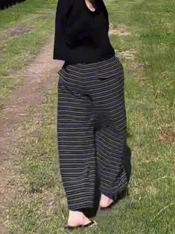 Qadınlar üçün böyük ölçülü, rahat stil, geniş bədən quruluşlu, qısa zolaqlı şalvar, 2026-cı ilin yayı, nazik, yüksək belli, dəbli, trendli, çoxfunksiyalı enli ayaqlı şalvar.