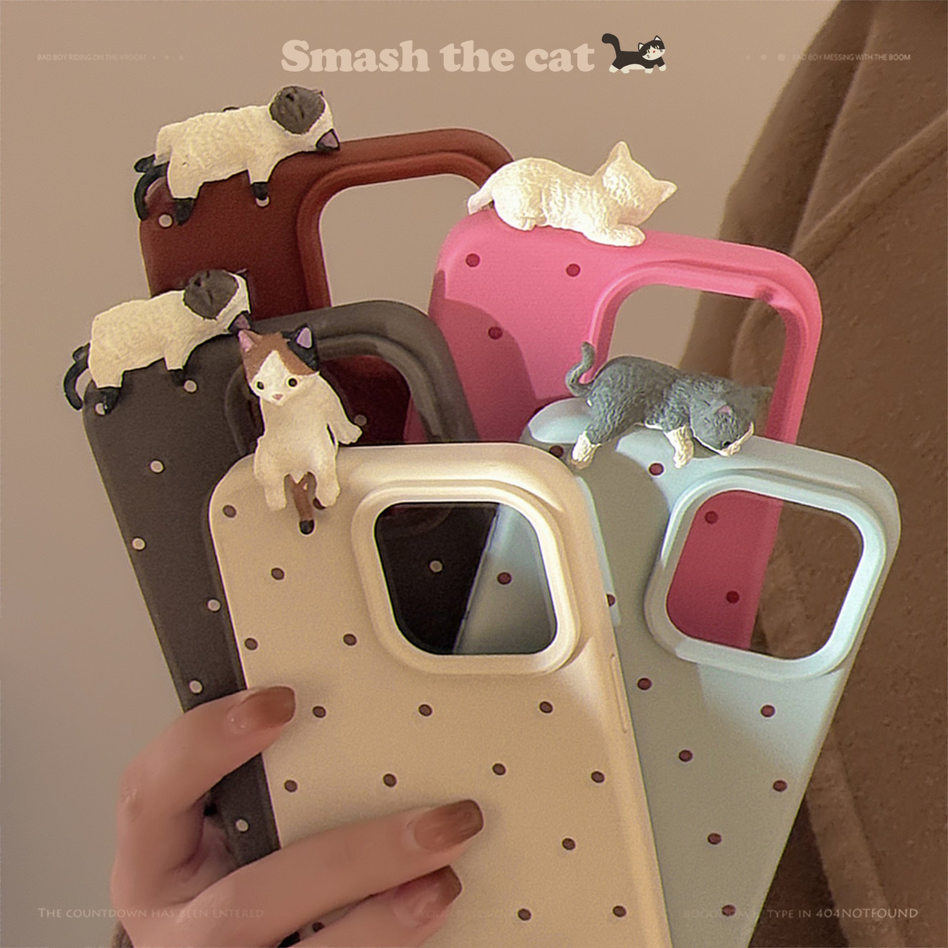 Cute 3D Cat Case for iPhone 16 Pro Max 11 12 13 14 15 17, Dotted Soft Cover