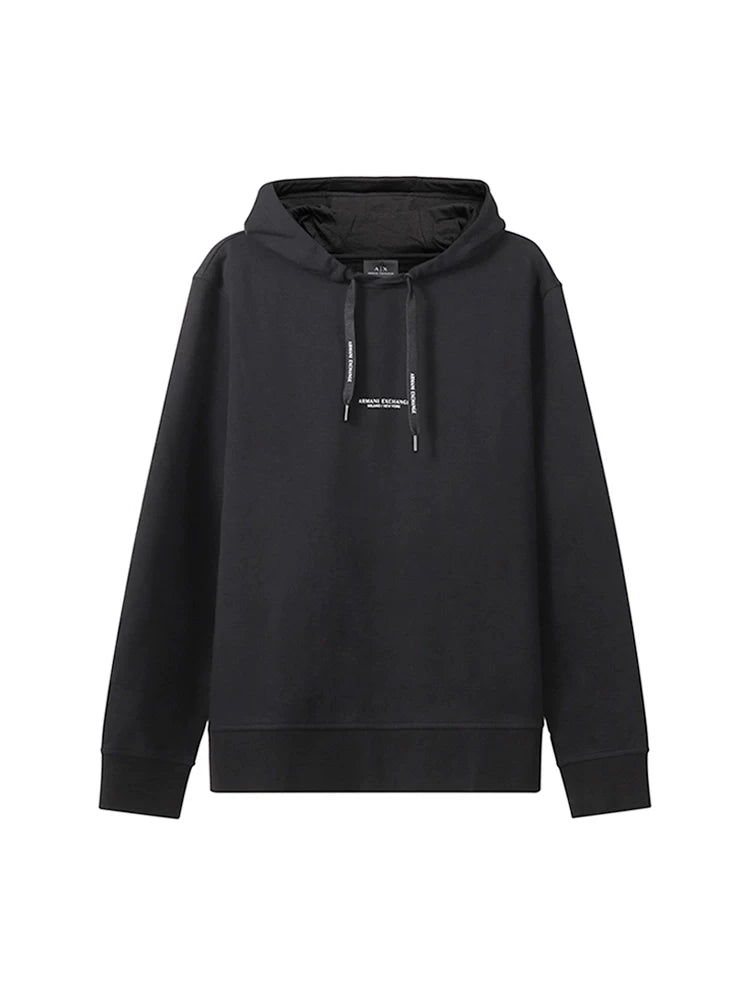 Armani AX Kişilər üçün Pambıq Başlıqlı Uzunqol Sviter, Loqo Naxışlı, 8NZM94 ZJKRZ