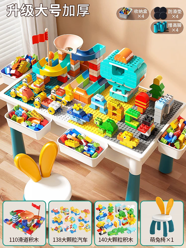 Uşaq tikinti bloklarından ibarət masa, oğlanlar, qızlar, körpələr və körpələr üçün, təhsil, 6 yaşlı uşaqlar üçün çoxfunksiyalı, böyük hissəciklərdən ibarət, yığma dəsti.