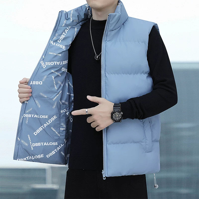 Paul's Kişilər üçün Yüksək Yaxalı Pambıq Jilet, Koreya üslubunda, Çoxfunksiyalı, Dəbli, Trendli, İsti, Payız və Qış Üst Geyimləri