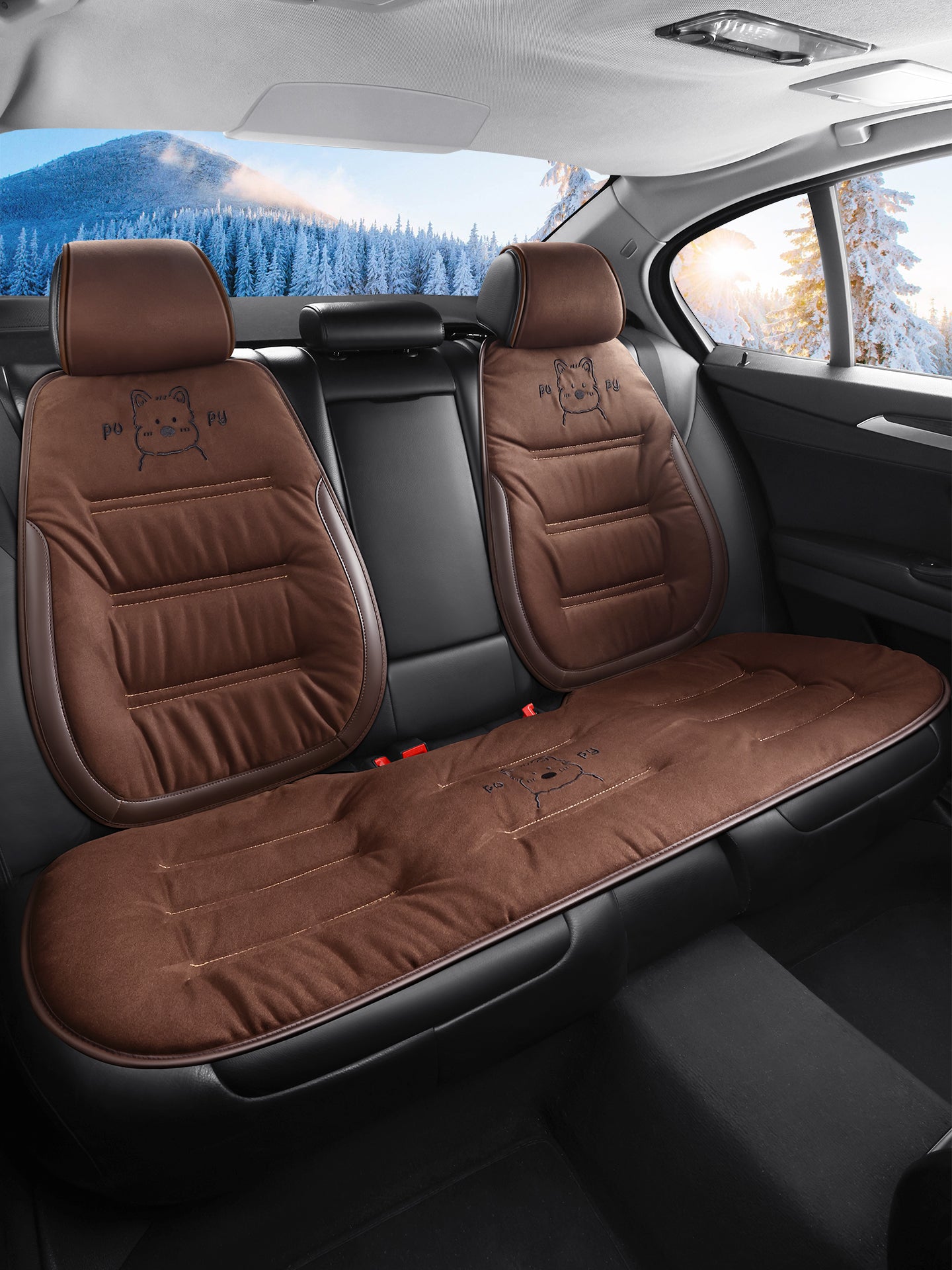 Avtomobil oturacaq üzləri, qışda isinən oturacaq üzləri, qalınlaşdırılmış yumşaq, 2025 yeni cizgi filmi stili, sürətli isitmə və isinmə arxa oturacaq üzləri